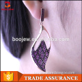 2015 fashion rose gold plating earring purple zircon stone 925 silver earring for women